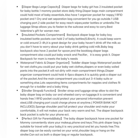 Multifunctional Travel Backpack Diaper Bag Carry On Pockets Purse Tote USB Port - Picture 9 of 9